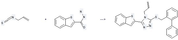 Benzo[b]thiophene-2-carboxylicacid, hydrazide is used to produce 4-Allyl-3-benzo[b]thiophen-2-yl-5-(biphenyl-2-ylmethylsulfanyl)-4H-[1,2,4]triazole